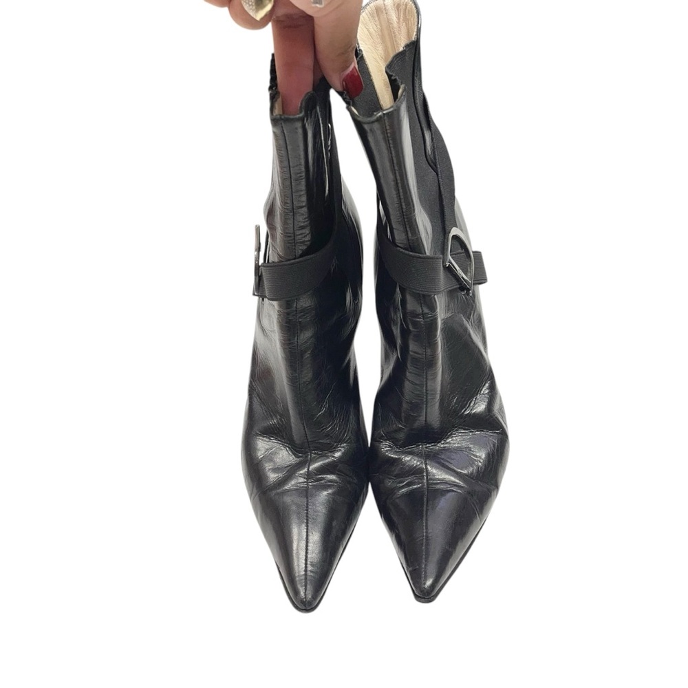 Dior Black Leather Pointed Toe Ankle Boots - Picture 6 of 11
